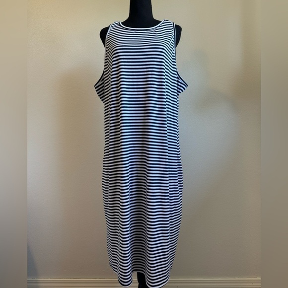 Women’s Torrid Midi Rib Bodycon Dress in Blue & White‎ Stripes Size 4X NWT - Picture 3 of 10